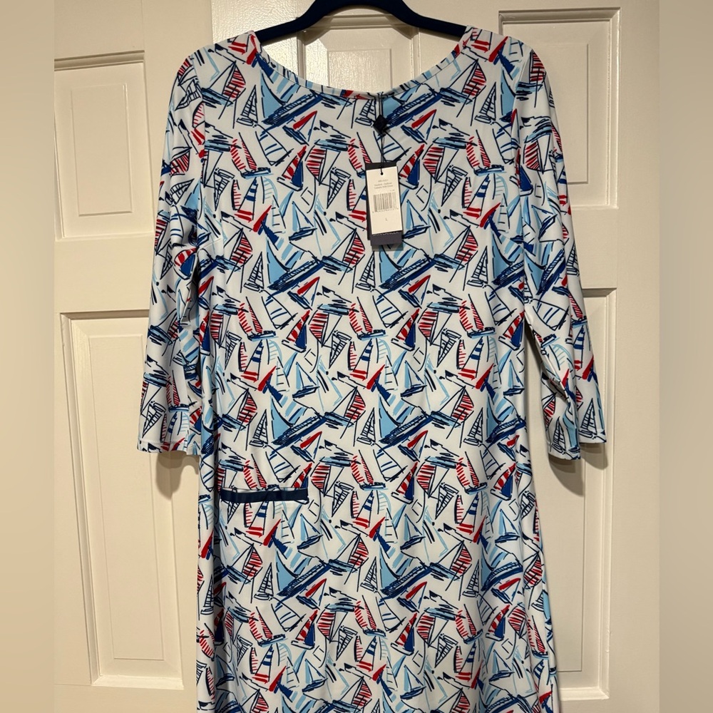 Cabana Life Nautical Print Dress - Red, Blue, White